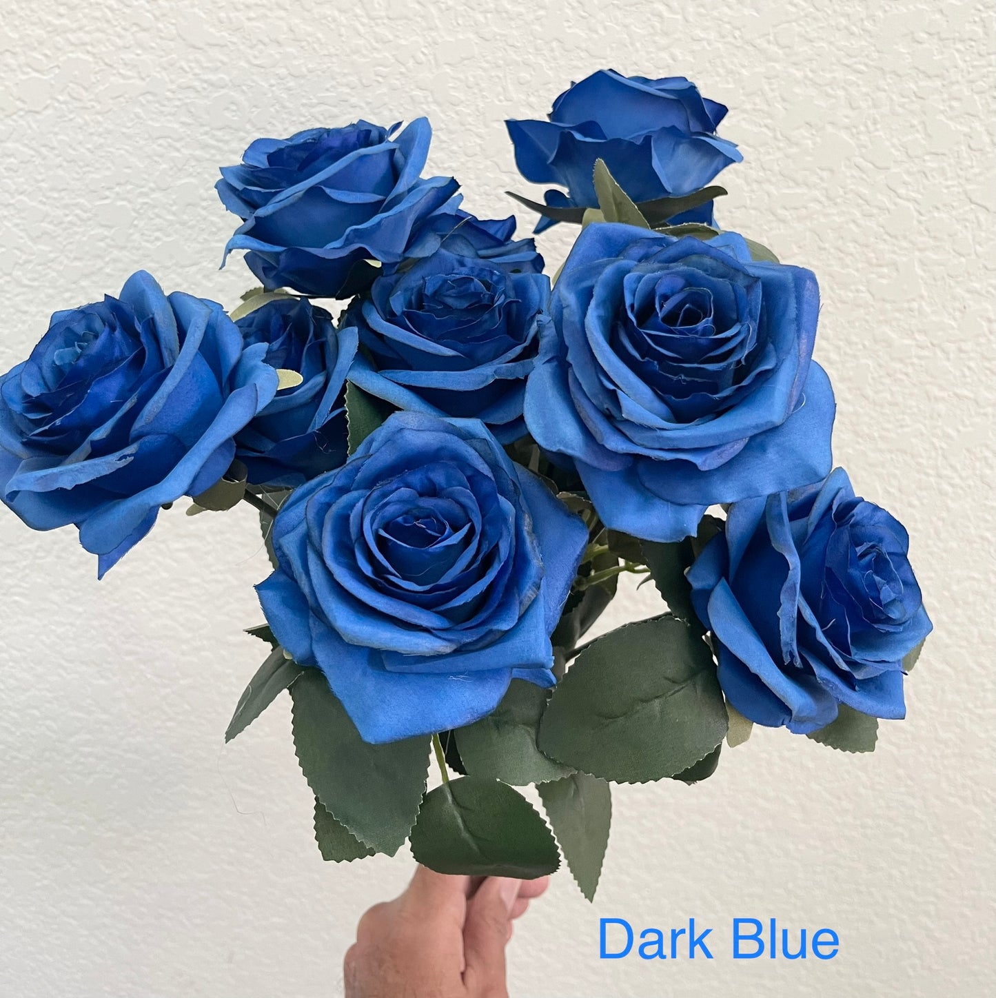 Blue 10-Head Artificial Rose Bouquet – Lifelike silk flowers for elegant wedding décor, home centerpiece, and memorial tributes
