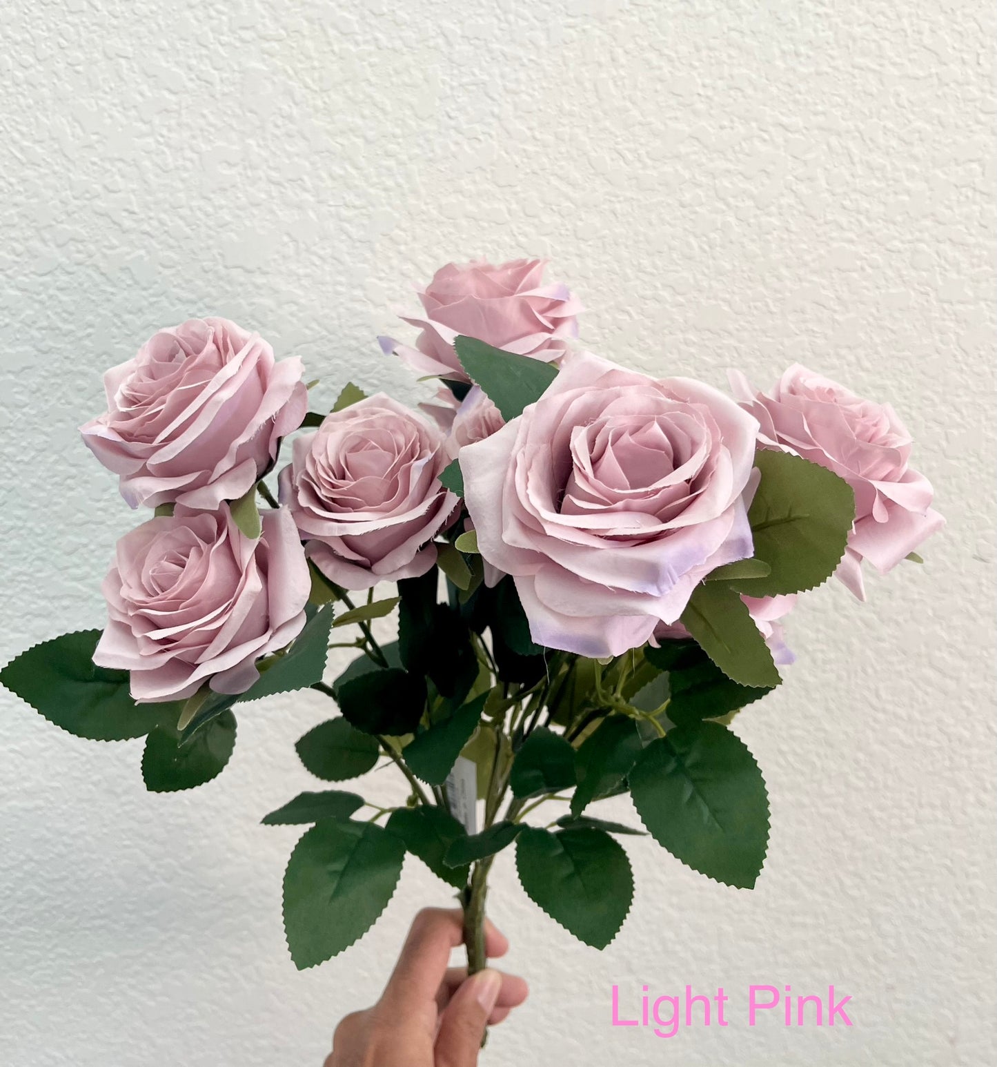Light Pink 10-Head Artificial Rose Bouquet – Lifelike silk flowers for elegant wedding décor, home centerpiece, and memorial tributes